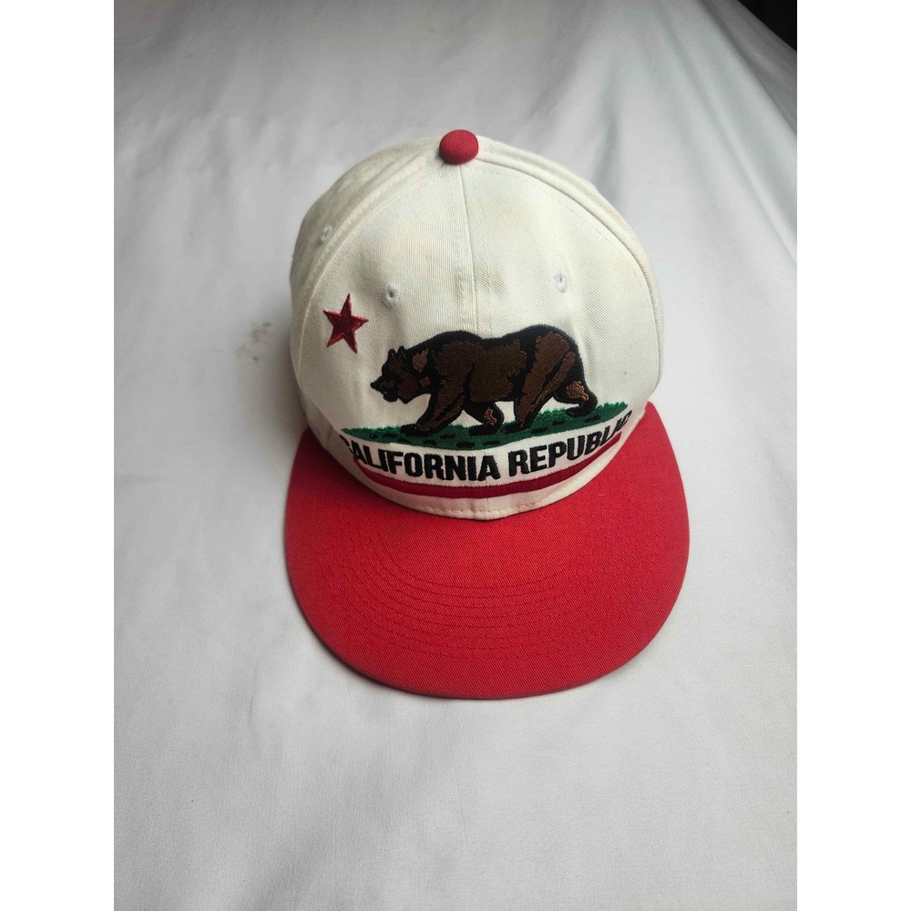 Leader LOGA California Republic Snapback Hat Cream Red Bear State Flag Cap